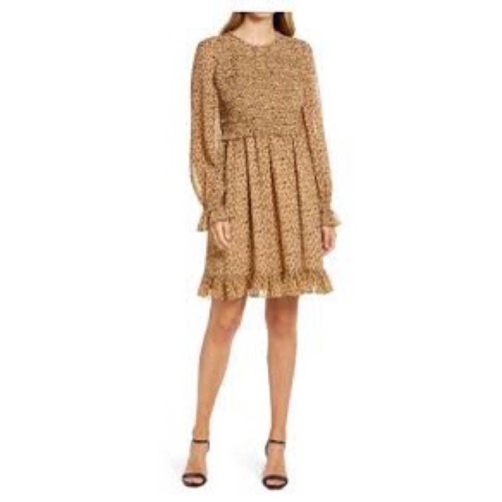 Rachel Parcell Leopard Print Smocked Dress